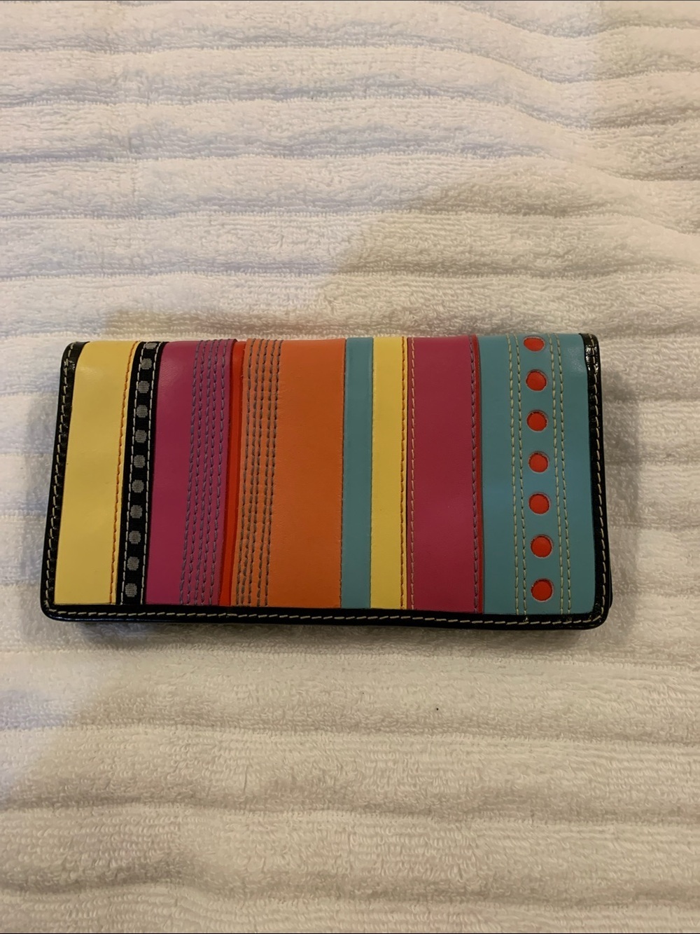 Rolfs Multistripe Leather Wallet in Yellow, Pink, Orange, Blue​​